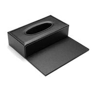 PU Leather Tissue Box Holder Black Tissue Holder for Bathroom Vanity Countertop Night Stands Office Car Home, Modern Rectangular Tissue Box Cover Decorative Paper Facial Case Dispenser -Black
