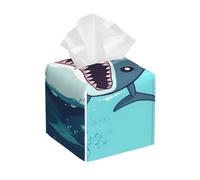 PU Leather Tissue Box Holder, Fashion, Waterproof Square, Shark Tissue Box Cover Floating on Water, Face Paper Holder for Bathroom, Kitchen, Nightstand, Office