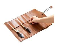 PU Leather Tool Roll Organizer Waterproof Multi Pocket Bag, Brown | 15.2x9.8 In Folding Tool Pouch With Compartments, Roll Up Organizer For Gardening, Woodworking & Plumbing