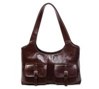 PU Leather Tote Bag Large Shoulder Bag Y2k Handbag for Women Travel (Coffee) (Coffee)