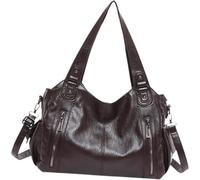 PU Leather Tote Bag, Multi-Functional Shoulder Purse, Spacious Everyday & Work Bag for Women coffee color