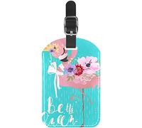 PU Leather Travel Bag Labels Funny Flamingo Crown Floral Be The Queen Suitcase Tags Personalized Design