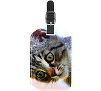 PU Leather Travel Bag Labels Suitcase Tags Personalized Design Cat Pattern