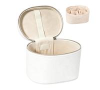PU Leather Travel Makeup Bag 20cm Cosmetic Organizer with Brush Holder | Waterproof travel makeup organizer with removable inner pouch and brush compartments. Compact 20cm design fits full beauty