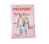 PU Leather Travel Passport Case - Waterproof Wallet Accessory Credit Cards Ticket Airplane Couple Child Study Luggage, Pink, Deux personnes, Refer to description