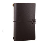 PU Leather Travelers Notebook, Refillable Travel Journal Notebook - Perfect for Writing Poets Travelers as a Diary - Line Inserts - Black, 13 * 20cm