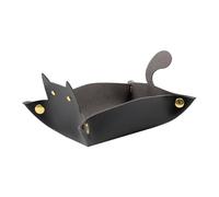 Pu Leather Tray - Cat Shaped Folding Organizer, Compact Storage Dish | Portable Dice Rolling Tray With Corners, Pu Leather Holder For Phone Keys Coin Wallet Watch And Daily Desk Setup