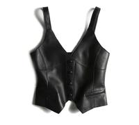 PU Leather V-Neck Single Breasted Sleeveless Waistcoat Women's Vest Short Jacket Coat Korean Fashion Jackets For Women