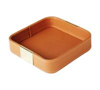 PU Leather Valet Tray Jewelry Tray Entryway Catchall Holder Jewelry Organizer for Jewelry Phones Dresser Coffee Table Glass, Gray(Orange)