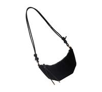 PU Leather Velvets Solid Colour Women's Shoulder Bag Vintage Adjustable Knotted Part Crossbody Clutch Bag Small Handbag Spacious Interior Designer Satchel, black, Eine Größe
