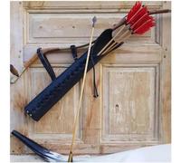 PU Leather Vintage Arrow Quiver Bow Holder Cosplay Archer Hunter Larp Props Steampunk Medieval Style Recurve Bow Hunt Shoot Bag For Cosplay Hallowee[Energy Class A](Nero)