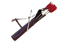 PU Leather Vintage Arrow Quiver Bow Holder Cosplay Archer Hunter Larp Props Steampunk Medieval Style Recurve Bow Hunt Shoot Bag For Cosplay Hallowee[Energy Class A](Red-brown)