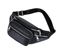 PU Leather Waist Packs Money Belt Bags Adjustable Bum Hip Travel Pouch for Cross Running Shoulder Tie Cycling Waterproof Bag Sports Waist Reflective Running Fitness Pack Adjustable Crossbody Bag