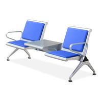 PU Leather Waiting Bench with Table and Armrests - Comfortable Seating for Office Lobby Airport Bank and Hospital Reception Areas