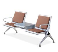 PU Leather Waiting Bench with Table and Armrests Comfortable Seating for Office Lobby Airport Bank and Hospital Reception Areas