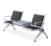PU Leather Waiting Bench with Table & Armrests for Comfortable Seating in Office Lobby Airport Bank & Hospital Reception Areas