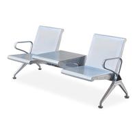 PU Leather Waiting Bench with Table & Armrests for Comfortable Seating in Office Lobby Airport Bank & Hospital Reception Areas