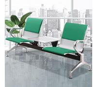 PU Leather Waiting Room Chairs Set of 2 with Backrests & Arms - Reception Benches & Coffee Table for Hospital, School, Bank, Barbershop & Lounge Seating