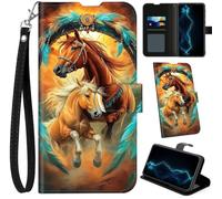 PU Leather Wallet Case for ZTE Nubia Red Magic 11 Pro / 11 Pro+ with Wrist Strap, RFID Card Holder Folio Cover with Magnetic Clasp & Kickstand Case for Red Magic 11 Pro Plus, Dream Chasing Horse