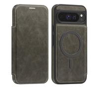 PU Leather Wallet Case with RFID Blocking Magnetic Flip Folio Compatible with Google Pixel 10 Pro XL Card Holder Slot Shockproof Cover for Women Men(Gray)