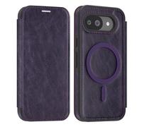 PU Leather Wallet Case with RFID Blocking Magnetic Flip Folio Compatible with Google Pixel 10A Card Holder Slot Shockproof Cover for Women Men(Dark Purple)