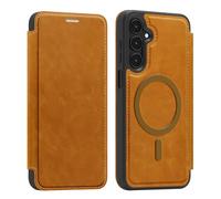 PU Leather Wallet Case with RFID Blocking Magnetic Flip Folio Compatible with Samsung Galaxy A26 5G Card Holder Slot Shockproof Cover for Women Men(Brown)