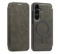 PU Leather Wallet Case with RFID Blocking Magnetic Flip Folio Compatible with Samsung Galaxy S22 Card Holder Slot Shockproof Cover for Women Men(Gray)