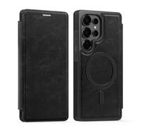 PU Leather Wallet Case with RFID Blocking Magnetic Flip Folio Compatible with Samsung Galaxy S22 Ultra Card Holder Slot Shockproof Cover for Women Men(Black)