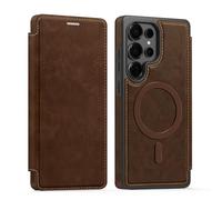 PU Leather Wallet Case with RFID Blocking Magnetic Flip Folio Compatible with Samsung Galaxy S22 Ultra Card Holder Slot Shockproof Cover for Women Men(Coffee)