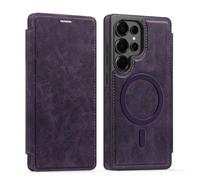 PU Leather Wallet Case with RFID Blocking Magnetic Flip Folio Compatible with Samsung Galaxy S23 Ultra Card Holder Slot Shockproof Cover for Women Men(Dark Purple)