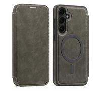 PU Leather Wallet Case with RFID Blocking Magnetic Flip Folio Compatible with Samsung Galaxy S25 Card Holder Slot Shockproof Cover for Women Men(Gray)