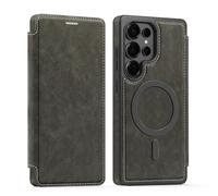 PU Leather Wallet Case with RFID Blocking Magnetic Flip Folio Compatible with Samsung Galaxy S25 Ultra Card Holder Slot Shockproof Cover for Women Men(Gray)