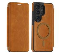 PU Leather Wallet Case with RFID Blocking Magnetic Flip Folio Compatible with Samsung Galaxy S26 Ultra Card Holder Slot Shockproof Cover for Women Men(Brown)