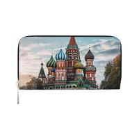 Pu Leather Wallet For Women Girl, Zip Around Credit Card Holder St Basil Cathedral Red Square In Moscow Long Wallet Clutch Purse Waterproof Travel Handbag