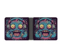 PU Leather Wallet, Love Music Monster Print Wallet with Multiple Slots Elegant Wallet Business Wallet Travel Wallet Bifold Wallet, style, One Size, Minimalist