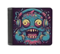 PU Leather Wallet, Love Music Monster Print Wallet with Multiple Slots Elegant Wallet Business Wallet Travel Wallet Bifold Wallet, style, One Size, Minimalist