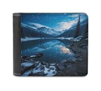 PU Leather Wallet, Moraine Lake in A Starry Winter Night Print Wallet with Multiple Slots Elegant Wallet Business Wallet Travel Wallet Bifold Wallet, style, One Size, Minimalist