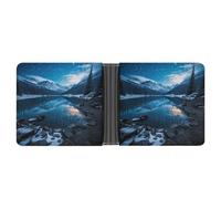 PU Leather Wallet, Moraine Lake in A Starry Winter Night Print Wallet with Multiple Slots Elegant Wallet Business Wallet Travel Wallet Bifold Wallet, style, One Size, Minimalist