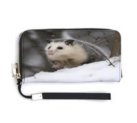 Pu Leather Wallet, Opossum In Snow Print Large Capacity Wallet Long Wallet for Women Handheld Clutch Wallet Modern Women's Wallet, style, 20.0*10.5cm, Modern