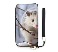 Pu Leather Wallet, Opossum In Snow Print Large Capacity Wallet Long Wallet for Women Handheld Clutch Wallet Modern Women's Wallet, style, 20x10.5cm, Modern