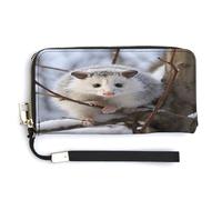 Pu Leather Wallet, Opossum In Snow Print Large Capacity Wallet Long Wallet for Women Handheld Clutch Wallet Modern Women's Wallet, style, 20.0*10.5cm, Modern