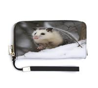 Pu Leather Wallet, Opossum In Snow Print Large Capacity Wallet Long Wallet for Women Handheld Clutch Wallet Modern Women's Wallet, style, 20.0*10.5cm, Modern