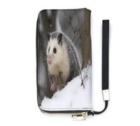 Pu Leather Wallet, Opossum In Snow Print Large Capacity Wallet Long Wallet for Women Handheld Clutch Wallet Modern Women's Wallet, style, 20x10.5cm, Modern