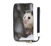 Pu Leather Wallet, Opossum In Snow Print Large Capacity Wallet Long Wallet for Women Handheld Clutch Wallet Modern Women's Wallet, style, 20x10.5cm, Modern
