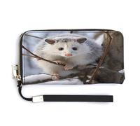 Pu Leather Wallet, Opossum In Snow Print Large Capacity Wallet Long Wallet for Women Handheld Clutch Wallet Modern Women's Wallet, style, 20.0*10.5cm, Modern