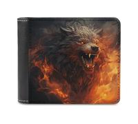 PU Leather Wallet, Wild Wolf in The Fire Print Wallet with Multiple Slots Bifold Wallet Travel Wallet Modern Wallet Elegant Wallet, style, One Size, Minimalist
