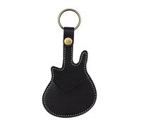 PU Leather with Keyring Pick Holder for Guitar Players Adults Birthday Gifts Black