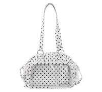PU Leather Women Kawaii Leisure Itabag Large Capacity Polka Dot Anime Crossbody Bag Adjustable Straps Stylish Dot Design Tote Handbag Travel Date Work Handbags (White)