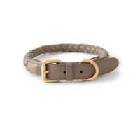 PU Leather Woven Hand Holding Rope Pet Dog Collar Strong And Durable Suitable For Small And Medium Sized Dogs(Gray-collar,M-neck 31-36cm)