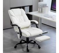 Vinsetto 6-Point Massage Office Chair, PU Leather Desk Chair with Adjustable Height White, White